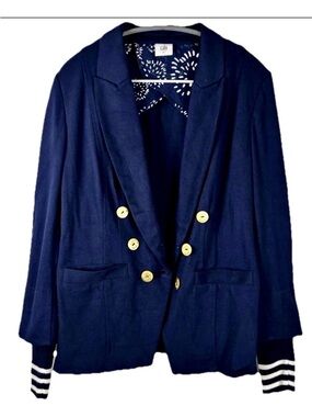 Cabi Navy Blazer Women’s 10 Gold Button Nautical Preppy Double Breasted